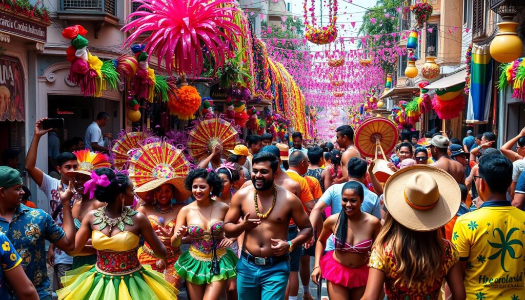 Intricately designed Carnival masks in Brazil, representing the festive spirit of the celebration